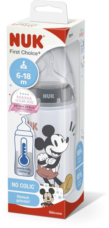 Cumisüveg NUK FC+ Mickey cumisüveg hőmérséklet-ellenőrzővel 300 ml, szürke