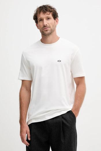Bavlnené tričko Armani Exchange pánske, béžová farba, s nášivkou, XM001568 AF10358