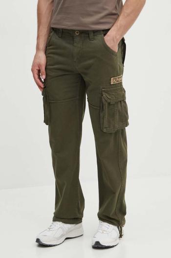 Bavlnené nohavice Alpha Industries Jet Pant 101212.142, zelená farba, rovné