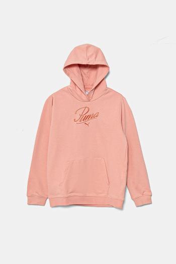Detská mikina Puma ESS SCRIPT Hoodie TR oranžová farba, s kapucňou, s nášivkou, 685806