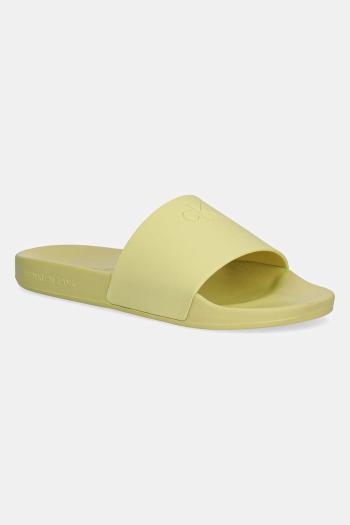 Šľapky Calvin Klein Jeans SLIDE MONOGRAM TPU zelená farba, YW0YW01715