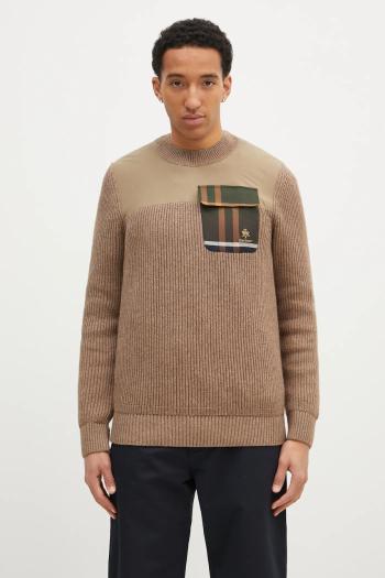 Vlnený sveter Baracuta Barbour x Baracut Miller Knit pánsky, béžová farba, teplý, BRMAG0191
