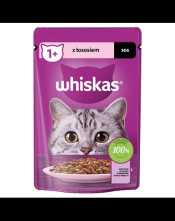 WHISKAS Adult plic pentru pisica 85g hrana umeda pisici adulte, somon in sos
