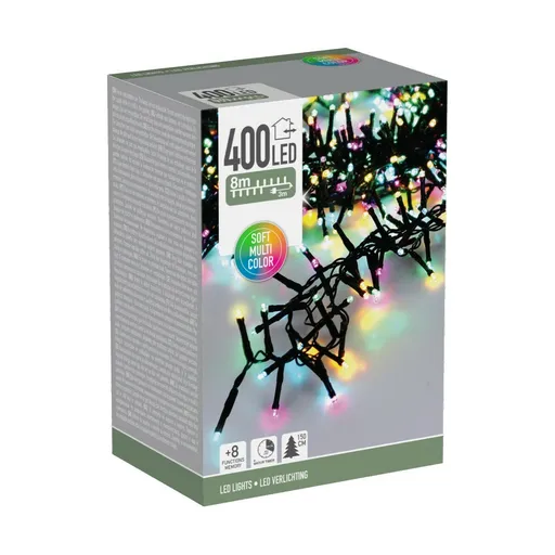 Vonkajšia svetelná reťaz Macaron, 8 m, 400 LED, farby (zelená, oranžová, modrá, ružová), časovač, IP44, 8 m