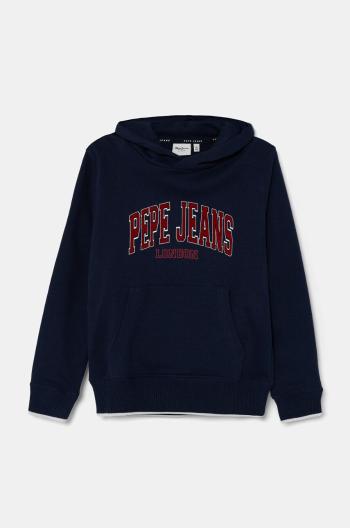 Detská bavlnená mikina Pepe Jeans BAIN HOODIE tmavomodrá farba, s kapucňou, s potlačou, PB581624