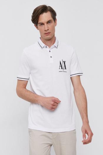 Polo tričko Armani Exchange pánske, biela farba, s nášivkou