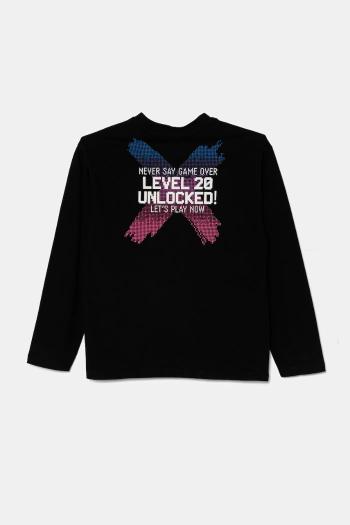 Detská bavlnená košeľa s dlhým rukávom United Colors of Benetton čierna farba, s potlačou, 3EG9C10M6