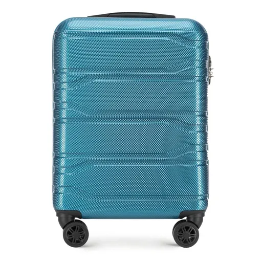 Kabínový kufor z polykarbonátu s rebrovaním modrý 56-3P-981-96