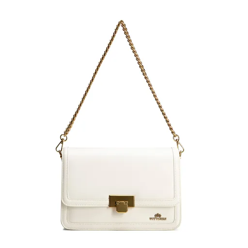 Kožená crossbody s odnímateľnou retiazkou, krémová 100-4E-207-0