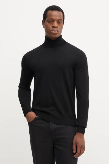 Vlnený sveter Emporio Armani čierna farba, ľahký, s rolákom, 8N1M43 1M67Z