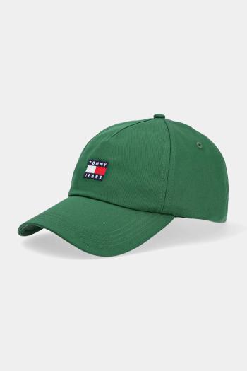 Bavlnená šiltovka Tommy Jeans hnedá farba, s nášivkou, AM0AM12933