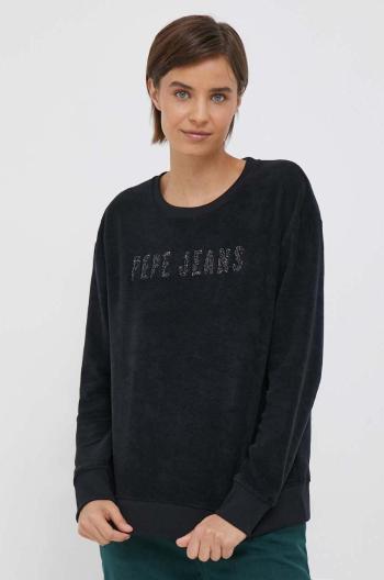 Mikina Pepe Jeans dámska, čierna farba, s nášivkou