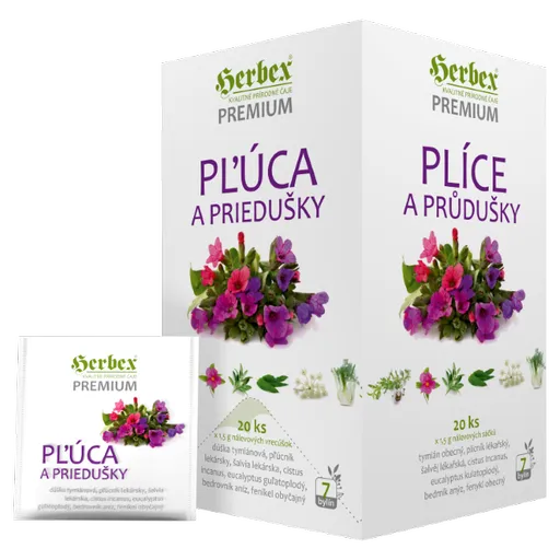HERBEX Premium PĽÚCA A PRIEDUŠKY bylinná zmes, čaj 20x1,5 g (30 g )