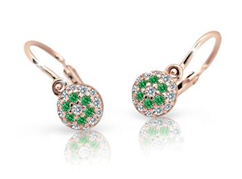 Cutie Jewellery Detské náušnice z ružového zlata C2150-10-X-4 zelená