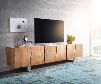 TV stolík Live Edge 220 cm prírodná akácia 6 dvierok