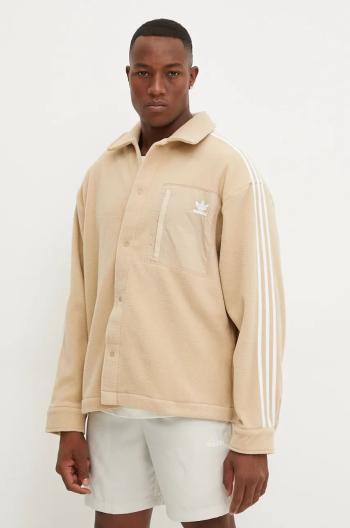 Fleecová mikina adidas Originals béžová farba, s nášivkou, IX5219