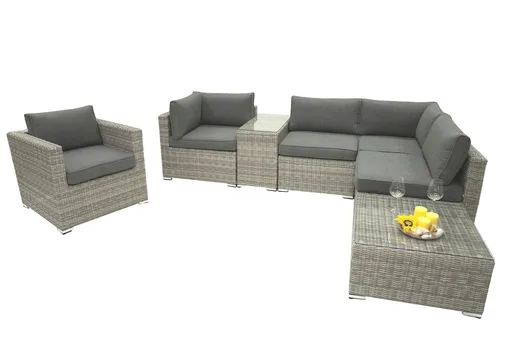 DEOKORK Ratanová variabilná zostava SEVILLA pre 5 osôb  (sivá)