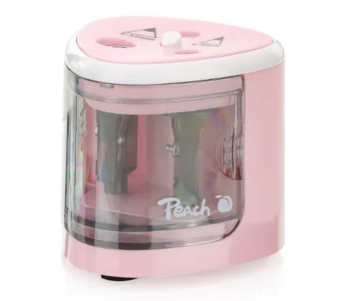 PEACH PO102 - elektrické strúhadlo na ceruzky, 4xAA, detský zámok, ružové