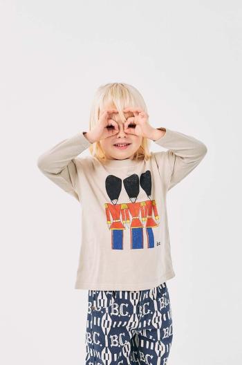 Detská bavlnená košeľa s dlhým rukávom Bobo Choses Little Tin Soldier béžová farba, s potlačou, 224AC020