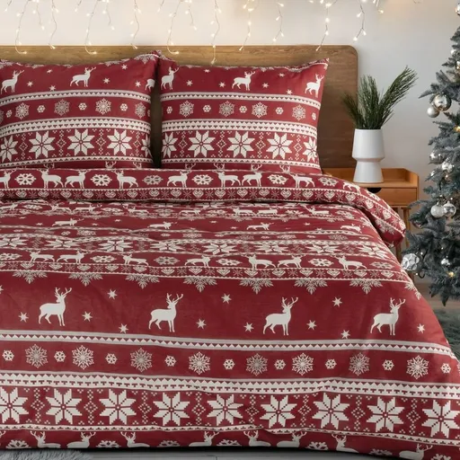 ArtFir Vianočné obliečky na jednolôžko OSLO | červená/biela 140 x 200 cm
