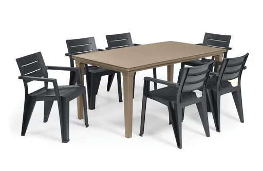 Elvisia Záhradný set ADELAIDE 6 + 1 | cappuccino/grafit