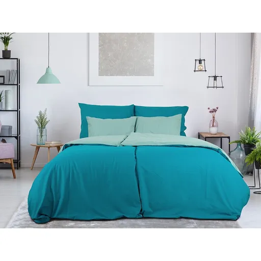 B.E.S. Petrovice Bavlnené obliečky Double face tyrkys/olivová