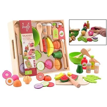 Jouéco drevená šalátová sada s táckou 29 ks (8711866800698)