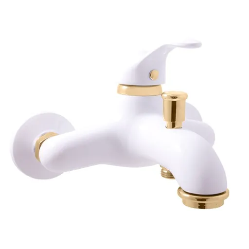 Vaňová batéria RAV SLEZÁK LABE bez sprchového setu 150 mm bílá/zlato L054.5BZ