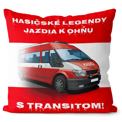 Vankúš Hasičské legendy – Tranzit (Veľkosť: 55 x 55 cm)