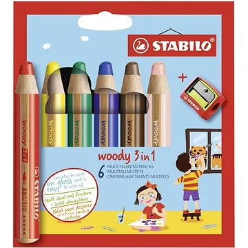 STABILO woody 3 in 1 6 ks puzdro so strúhadlom (4006381346900)
