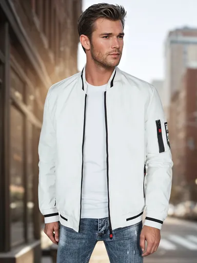 Pánska prechodná bomber bunda biela Dstreet TX5025