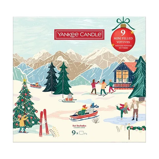 YANKEE CANDLE Vianočná darčeková sada kniha votív v skle 9 kusov