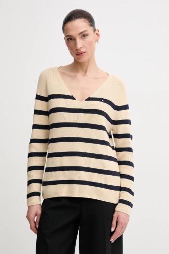 Bavlnený sveter Tommy Hilfiger béžová farba, WW0WW44452
