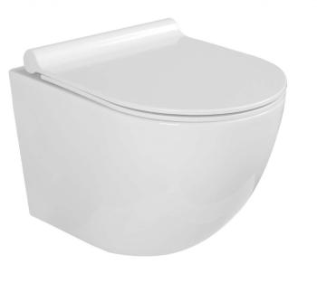 Kielle - Gaia Závesné kompaktné WC s doskou SoftClose, Rimless, biela 30115001