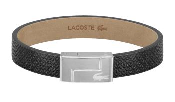 Lacoste Čierny kožený náramok Monogram Leather 2040185 17,5 cm