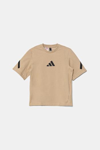 Detské tričko adidas J ZNE TEE béžová farba, s potlačou, JF2498