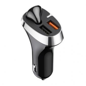 Joyroom Car Charger autonabíjačka s bezdrôtovým slúchadlom QC, 2x USB 2.1A 30W, čierna (JR-CP2)