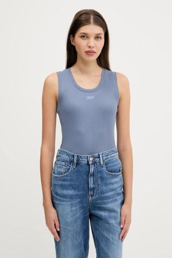Bavlnený top Tommy Jeans béžová farba, DW0DW21369
