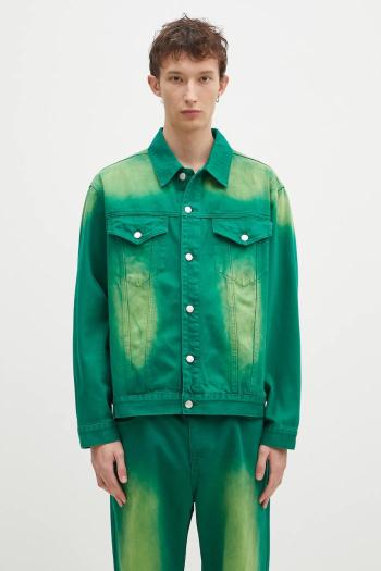 Rifľová bunda Billionaire Boys Club Garment Dyed Denim Jacket pánska, zelená farba, prechodná, oversize, B24411