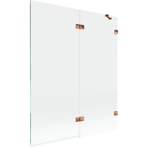 MEXEN/S - Lunar vaňová zástena 2-krídlová pravá 140 x 150, transparent, ružové zlato 897-140-100-60-00-P