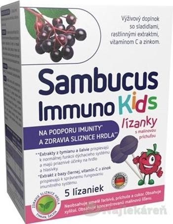 Sambucus Immuno Kids malinové lízanky na imunitu 5 ks