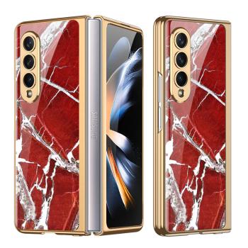 GKK GLASS Ochranný kryt Samsung Galaxy Z Fold4 5G RED MARBLE