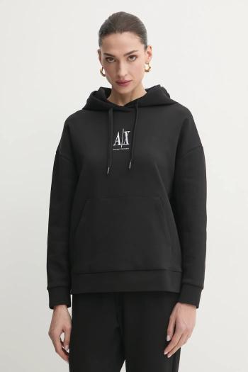 Mikina Armani Exchange dámska, čierna farba, s kapucňou, s nášivkou, XW000823 AF10818