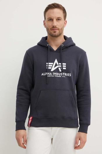 Mikina Alpha Industries Basic Hoody 178312.02, pánska, tmavomodrá farba, s kapucňou, s potlačou