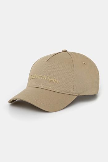 Bavlnená šiltovka Calvin Klein zelená farba, jednofarebná, K50K511987