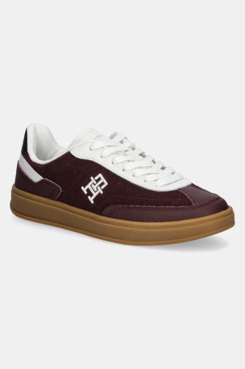 Kožené tenisky Tommy Hilfiger TH HERITAGE SNEAKER PERF bordová farba, FW0FW08380