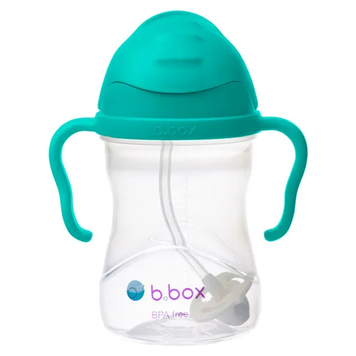 B.BOX Hrnček so slamkou nefritová zeleň 6m+ 240 ml