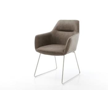 Jedálenská stolička Pejo-Flex taupe vintage tenká základňa z nerezovej