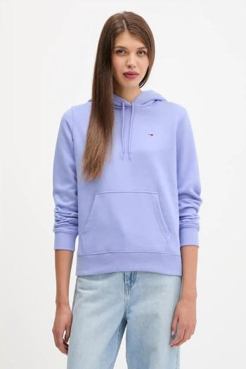 Mikina Tommy Jeans zelená farba, s kapucňou, jednofarebná, DW0DW19958