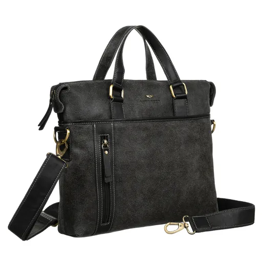 Čierna kožená pánska taška na dokumenty s priestorom na notebook - Peterson